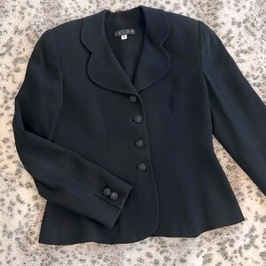 Zelda Fitted Black Jacket, Curved Lapel, Retro 40s/50s Vibe